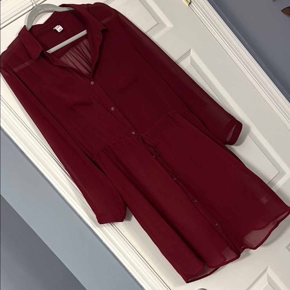 Old Navy Deep Red Long Sleeve Dress